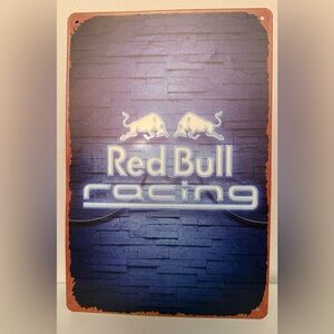 Blue Red Bull Racing Metal Sign